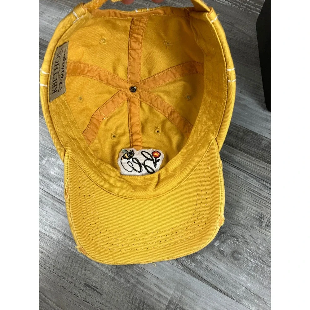 KBETHOS Vintage Kids Bee Happy Distressed Baseball Cap Yellow Embroidered Hat